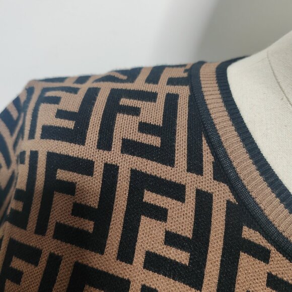 Fendi brand knitted jacquard dress with printed pattern - Picture 8 of 11